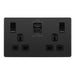 BG Evolve Black Chrome 13A Double USB Socket with 22W A+C Ports PCDBC22UAC22B Available from RS Electrical Supplies