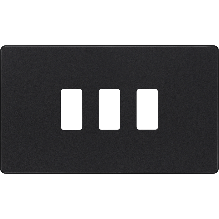 BG Evolve Matt Black 3G Grid Plate RPCDMB3B Available from RS Electrical Supplies