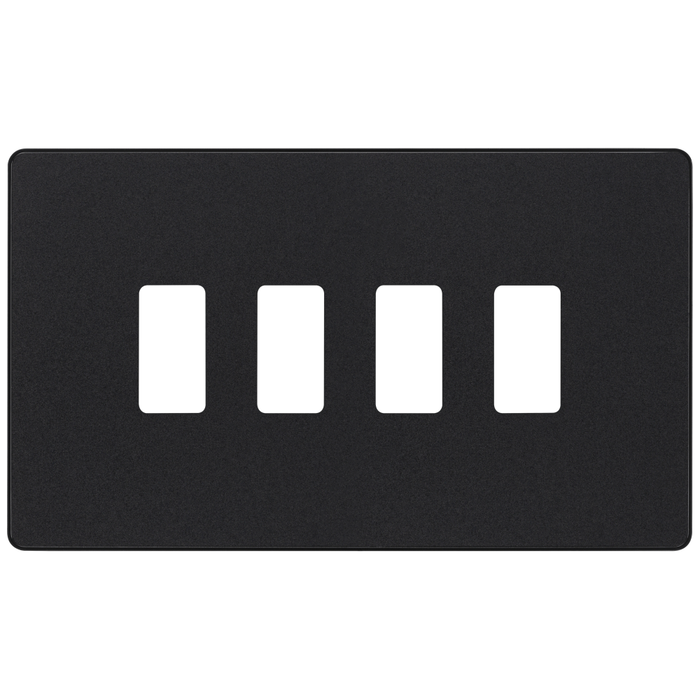 BG Evolve Matt Black 4G Grid Plate RPCDMB4B Available from RS Electrical Supplies