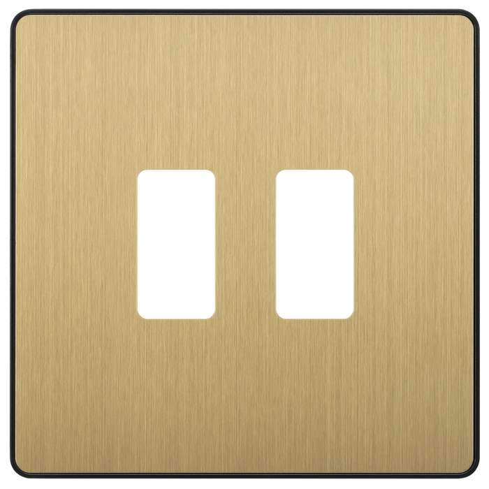 BG Evolve Satin Brass 2G Grid Plate RPCDSB2B Available from RS Electrical Supplies