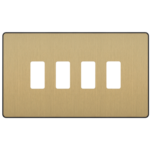 BG Evolve Satin Brass 4G Grid Plate RPCDSB4B Available from RS Electrical Supplies