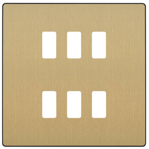 BG Evolve Satin Brass 6G Grid Plate RPCDSB6B Available from RS Electrical Supplies