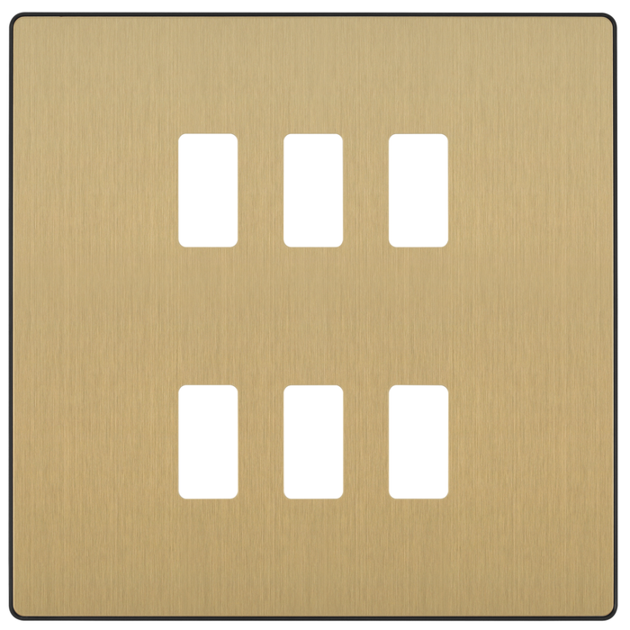 BG Evolve Satin Brass 6G Grid Plate RPCDSB6B Available from RS Electrical Supplies