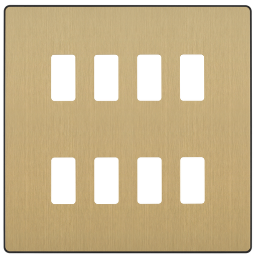 BG Evolve Satin Brass 8G Grid Plate RPCDSB8B Available from RS Electrical Supplies