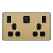 BG Evolve Satin Brass 13A Double USB Socket with 22W A+C Ports PCDSB22UAC22B Available from RS Electrical Supplies