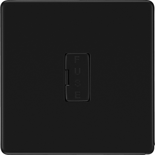 bg-flatplate-screwless-matt-black-13a-unswitched-spur-ffb54-Available-from-RS-Electrical