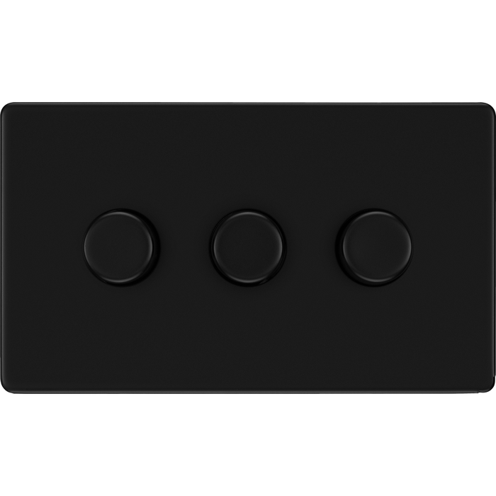 bg-flatplate-screwless-matt-black-3g-dimmer-switch-ffb83-Available-from-RS-Electrical