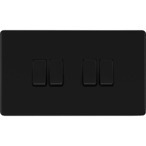 bg-flatplate-screwless-matt-black-4g-2w-light-switch-ffb44-Available-from-RS-Electrical