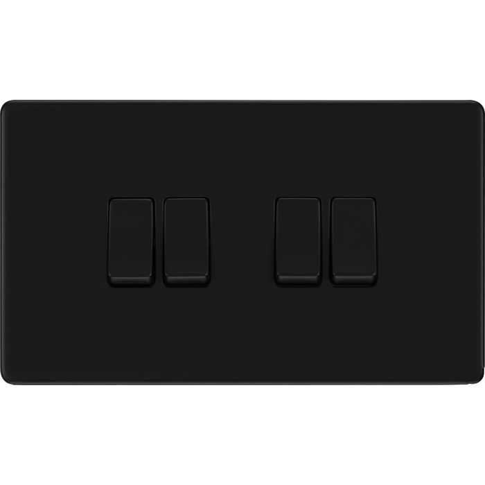 bg-flatplate-screwless-matt-black-4g-2w-light-switch-ffb44-Available-from-RS-Electrical