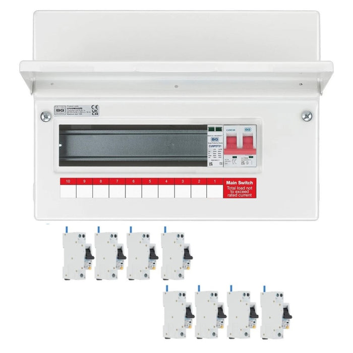 BG Fortress 9 Way 100A Main Switch Consumer Unit SPD and RCBOs