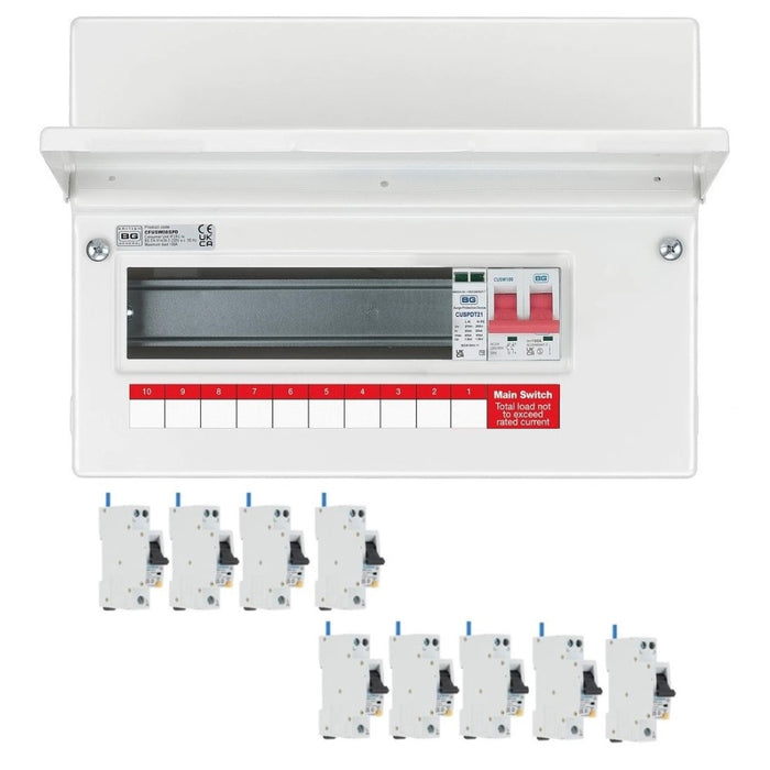 BG Fortress 9 Way 100A Main Switch Consumer Unit SPD and RCBOs