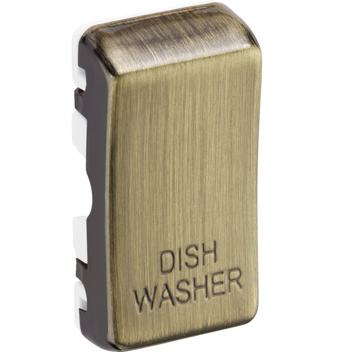 BG Grid Antique Brass Engraved 'Dishwasher' Rocker RRDWAB Available from RS Electrical Supplies