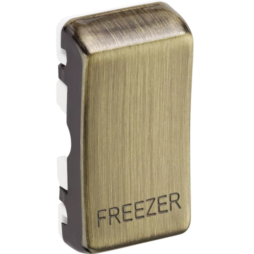 BG Grid Antique Brass Engraved 'Freezer' Rocker RRFZAB Available from RS Electrical Supplies