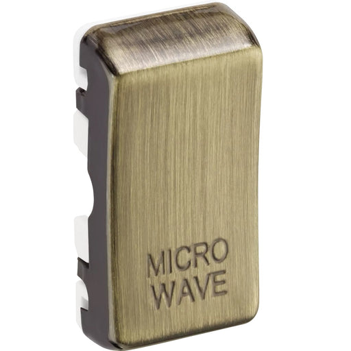 BG Grid Antique Brass Engraved 'Microwave' Rocker RRMWAB Available from RS Electrical Supplies