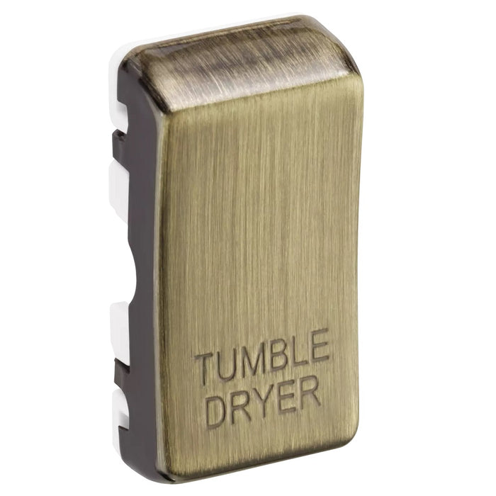 BG Grid Antique Brass Engraved 'Tumble Dryer' Rocker RRTDAB Available from RS Electrical Supplies