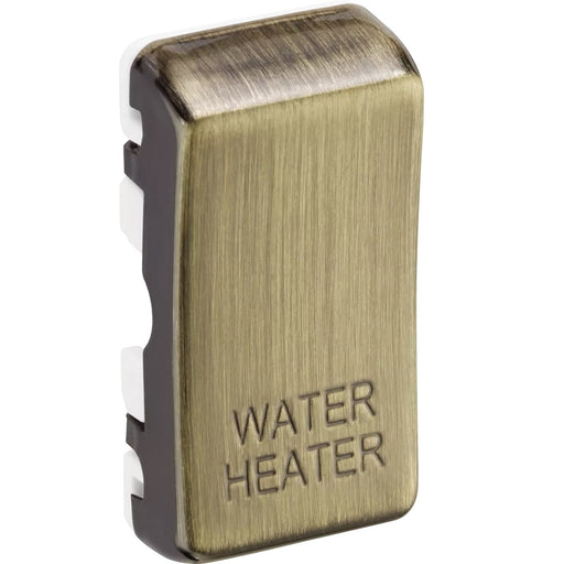 BG Grid Antique Brass Engraved 'Water Heater' Rocker RRWHAB Available from RS Electrical Supplies