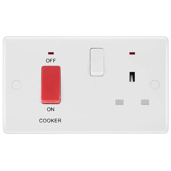 BG White Moulded Cooker Switch with 13A Socket and Neon 870