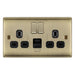 BG Nexus Metal Antique Brass 13A Double USB Socket with 12W A+C NAB22UAC12 BAvailable from RS Electrical Supplies