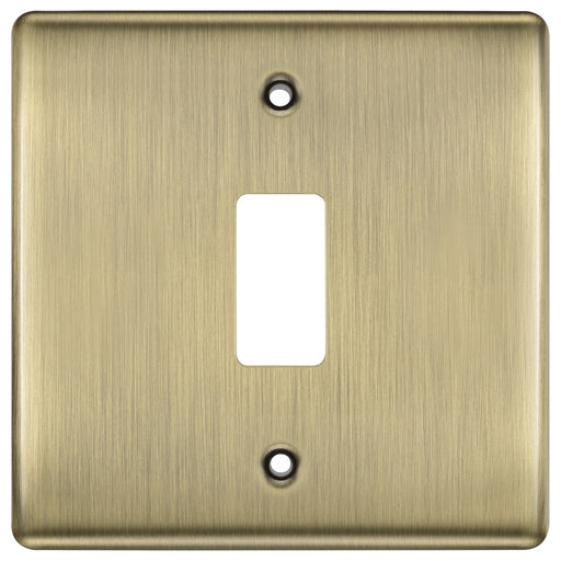 BG Nexus Metal Antique Brass 1G Grid Plate RNAB1 Available from RS Electrical Supplies