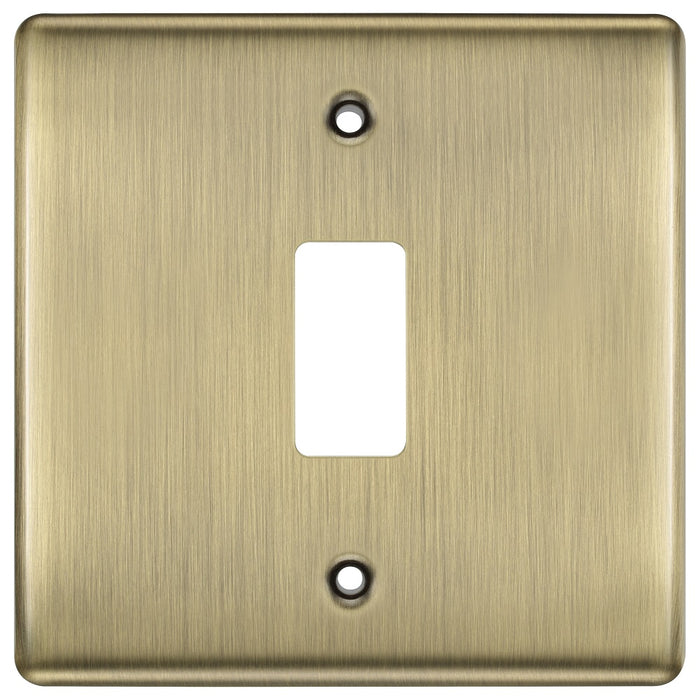 BG Nexus Metal Antique Brass 1G Grid Plate RNAB1 Available from RS Electrical Supplies