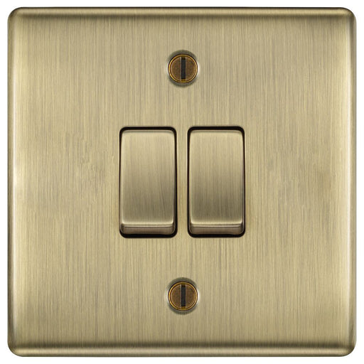 BG Nexus Metal Antique Brass 2W & Intermediate Light Switch NAB2WINT Available from RS Electrical Supplies