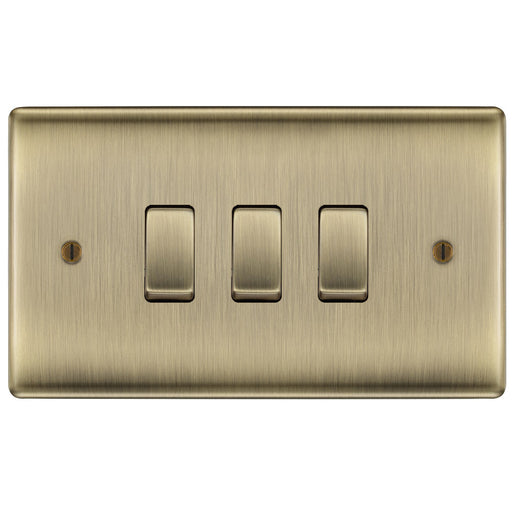 BG Nexus Metal Antique Brass 3G 2W Light Switch NAB432 Available from RS Electrical Supplies