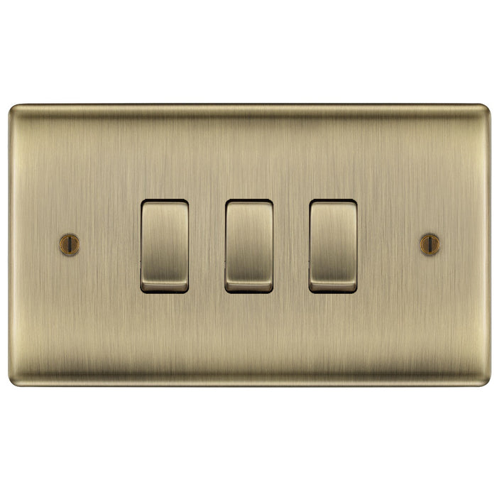 BG Nexus Metal Antique Brass 3G Intermediate Combination Switch Available from RS Electrical Supplies