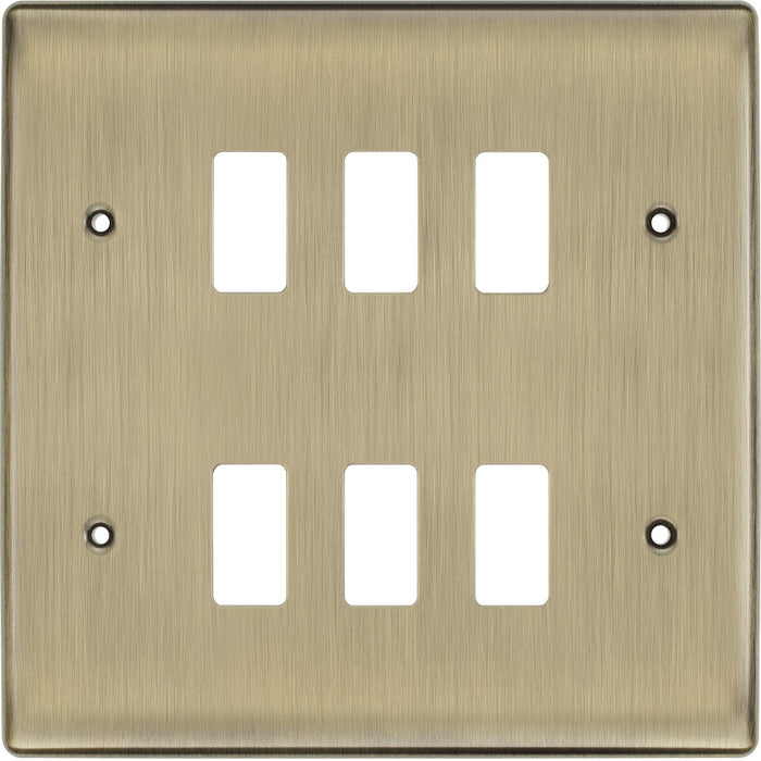 BG Nexus Metal Antique Brass 6G Grid Plate RNAB6 Available from RS Electrical Supplies