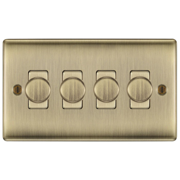 BG Nexus Metal Antique Brass 4G Dimmer Switch NAB84 Available from RS Electrical Supplies