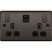 BG Nexus Metal Black Nickel 13A Double USB Socket with 45W A+C Ports NBN22UAC45B Available from RS Electrical Supplies