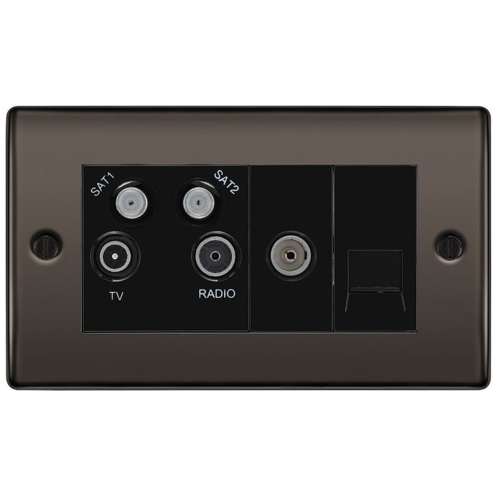 BG Nexus Metal Black Nickel Combination TV Socket NBN69B Available from RS Electrical Supplies