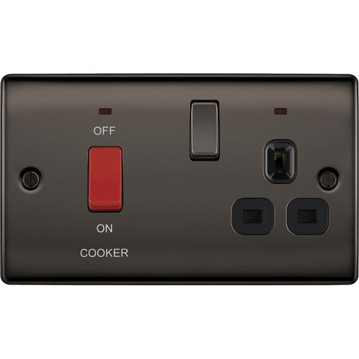 BG Nexus Metal Black Nickel Cooker Switch with 13A Socket NBN70B Available from RS Electrical Supplies