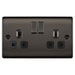 BG Nexus Metal Black Nickel 13A Double Socket NBN22B Available from RS Electrical Supplies