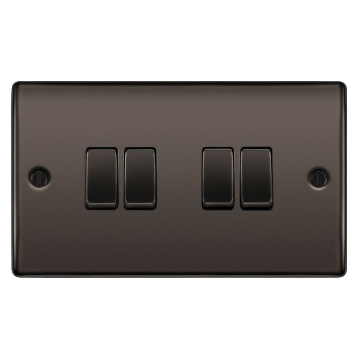 BG Nexus Metal Black Nickel 4G 2W Light Switch NBN44 Available from RS Electrical Supplies