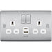 BG Nexus Metal Brushed Steel 13A Double USB Socket with 12W A+C Ports NBS22UAC12WAvailable from RS Electrical