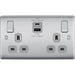 BG Nexus Metal Brushed Steel 13A Double USB Socket with 22W A+C Ports NBS22UAC22GAvailable from RS Electrical