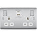 BG Nexus Metal Brushed Steel 13A Double USB Socket with 22W A+C Ports NBS22UAC22WAvailable from RS Electrical