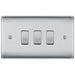 BG Nexus Metal Brushed Steel 3G Intermediate Combination SwitchAvailable from RS Electrical