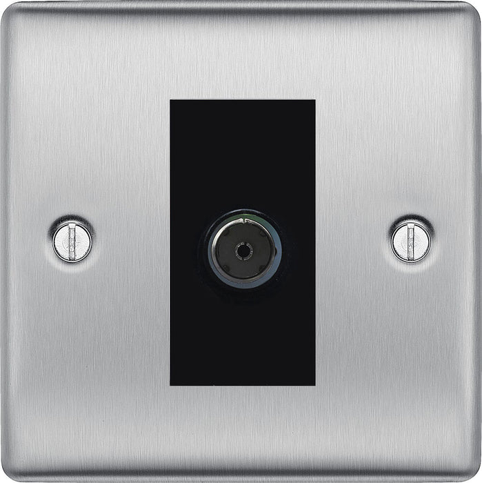 BG Nexus Metal Brushed Steel Co-axial Socket NBS60B