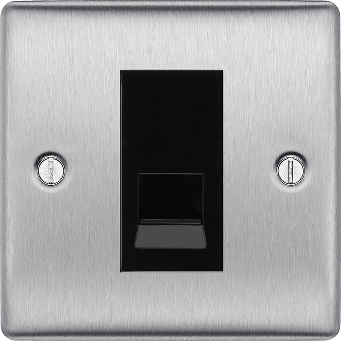 BG Nexus Metal Brushed Steel Secondary Telephone Socket NBSBTS1B Available from RS Electrical Supplies