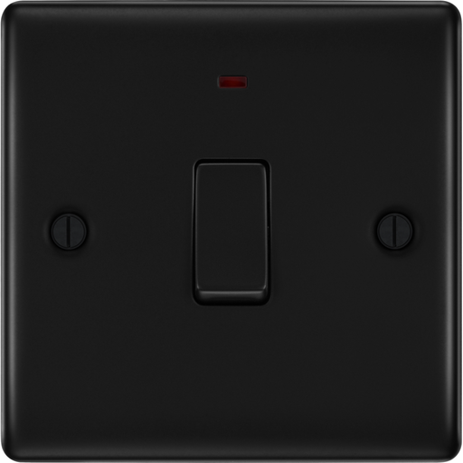 bg-nexus-metal-matt-black-20a-double-pole-switch-with-neon-nfb31-Available-from-RS-Electrical