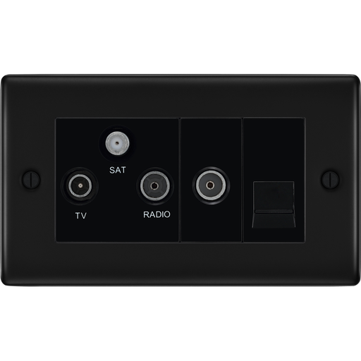 bg nexus metal matt black triplex combination tv socket nfb68b Available from RS Electrical