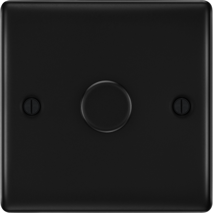 bg-nexus-metal-matt-black-1g-dimmer-switch-nfb81-Available-from-RS-Electrical