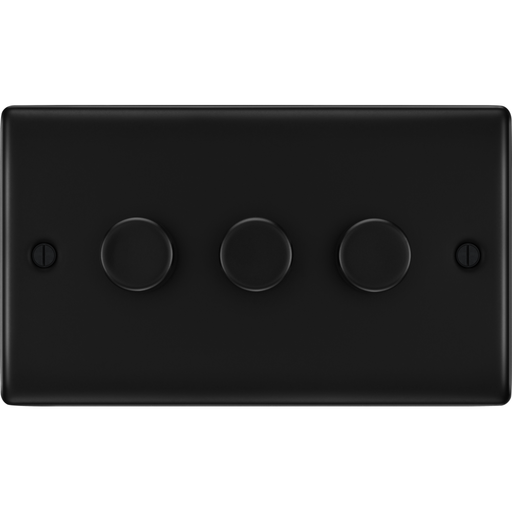 bg-nexus-metal-matt-black-3g-dimmer-switch-nfb83-Available-from-RS-Electrical