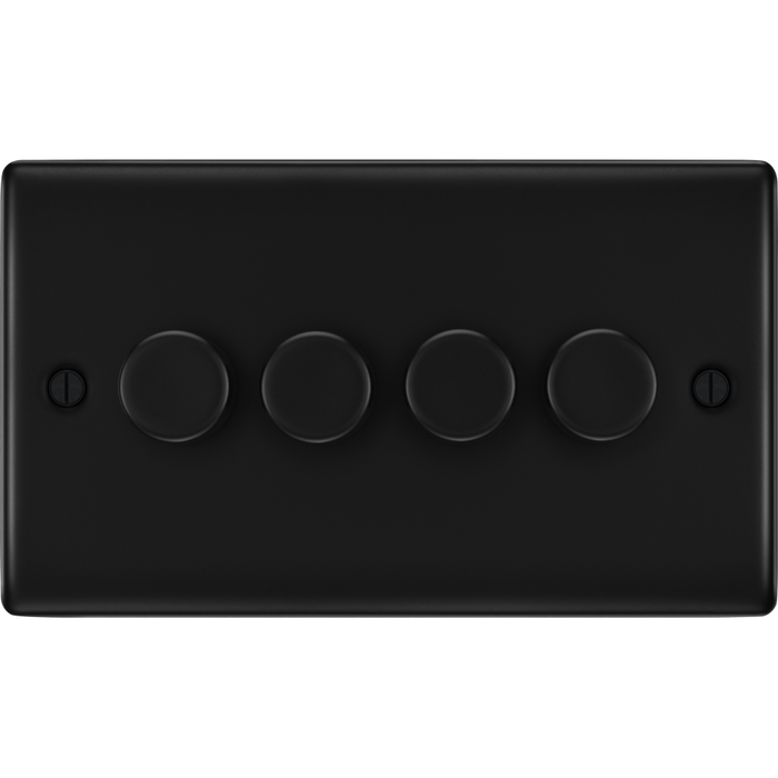 bg-nexus-metal-matt-black-4g-dimmer-switch-nfb84-Available-from-RS-Electrical