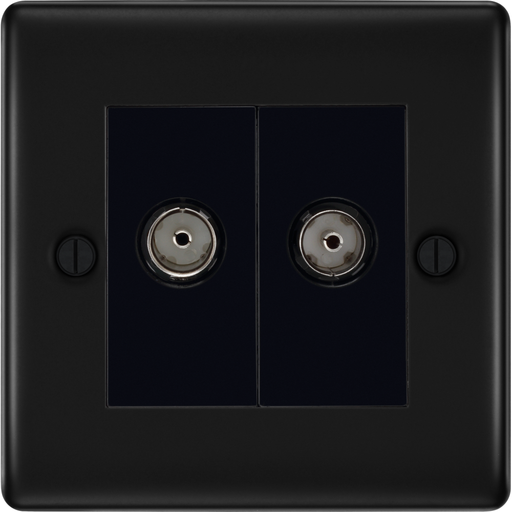 bg nexus metal matt black double co axial socket nfb61b Available from RS Electrical