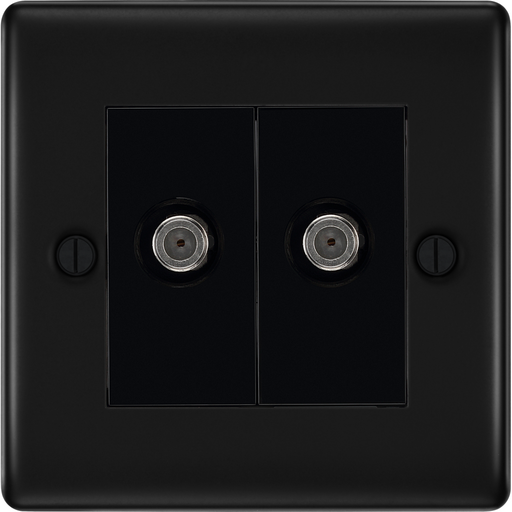 bg nexus metal matt black double satellite socket nfb642b Available from RS Electrical