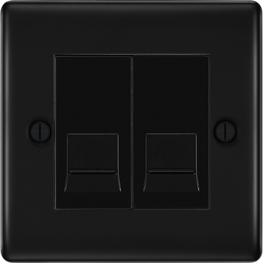 bg nexus metal matt black double master telephone socket nfbbtm2b Available from RS Electrical