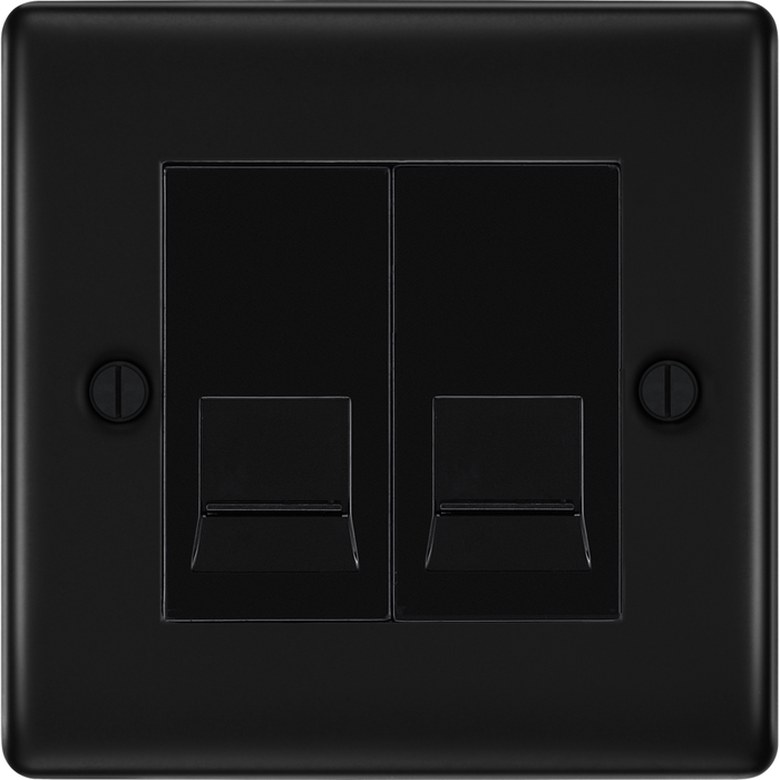 bg nexus metal matt black double master telephone socket nfbbtm2b Available from RS Electrical