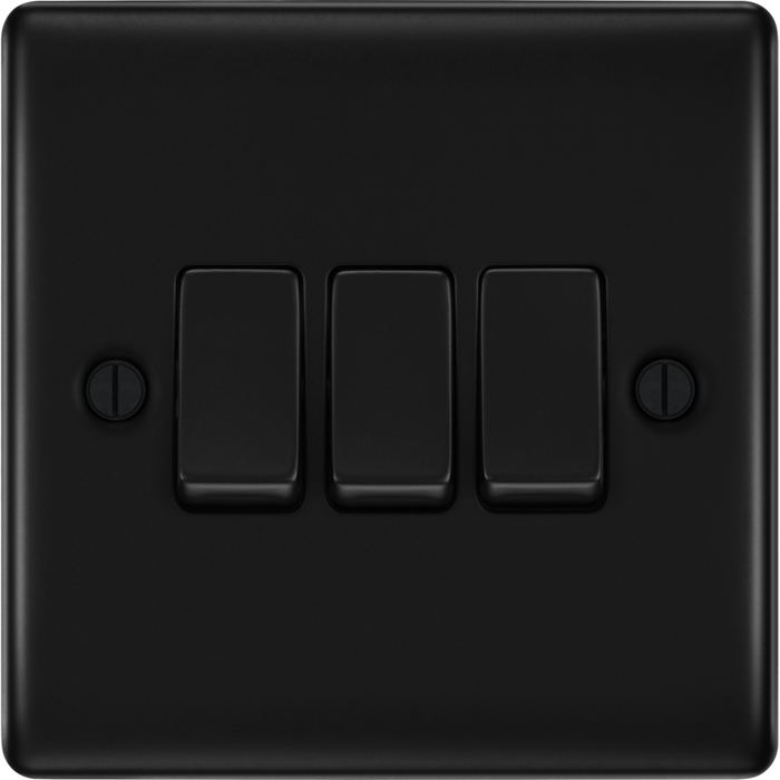 bg-nexus-metal-matt-black-3g-2w-light-switch-nfb43-Available-from-RS-Electrical